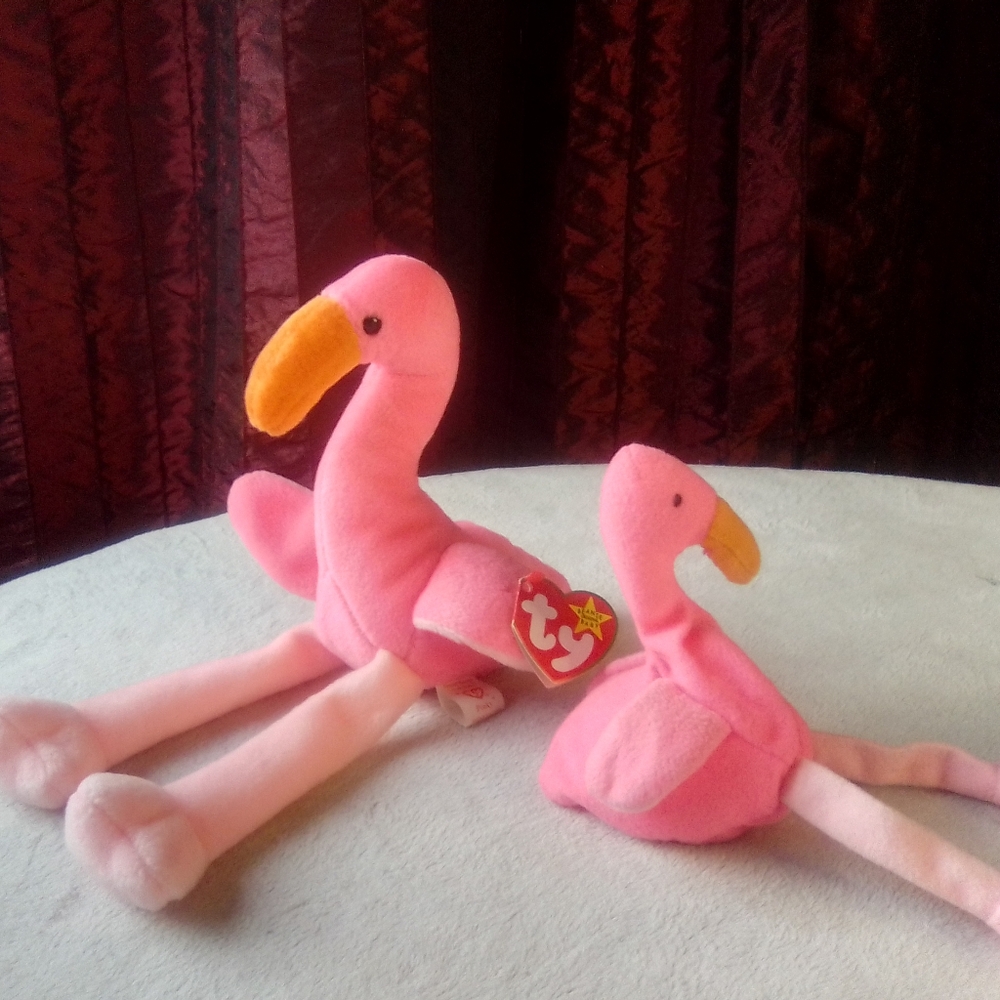 Ty's Original & Authentic 95' PVC Pinky the Pink Flamingo+Bonus McD baby."MINT"